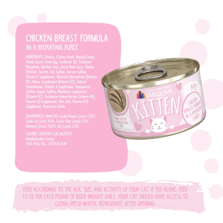 Weruva Wet Cat Food - Weruva Kitten Chicken Breast Formula Chicken Breast in a Hydrating Purée Canned