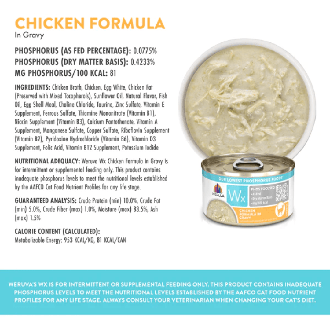 Weruva Wet Cat Food - Wx Phos Focused Chicken Formula in Gravy Canned