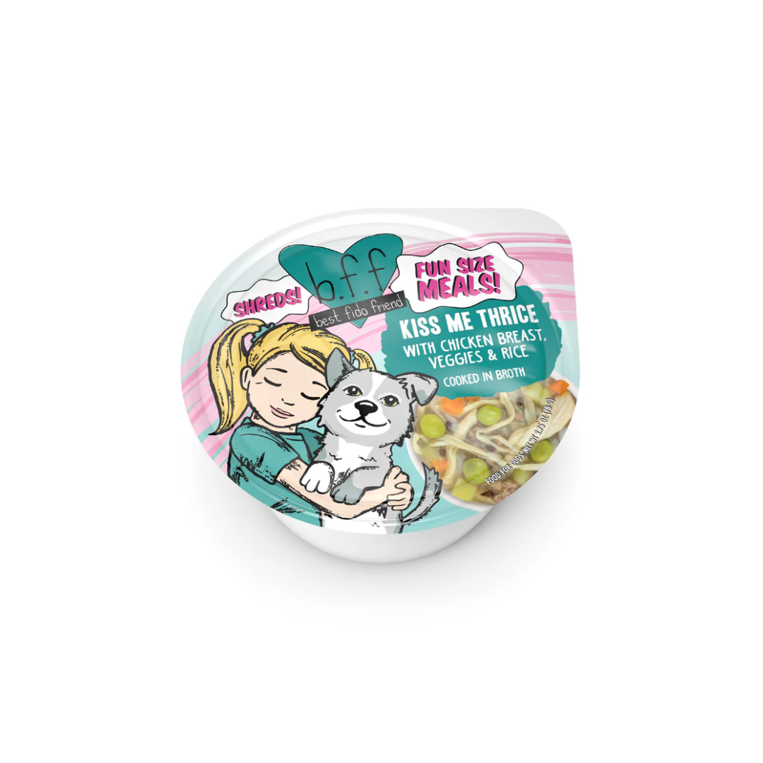 Weruva Wet Dog Food - BFF Best Fido Friend Kiss Me Thrice with Chicken Breast, Veggies & Rice Cup