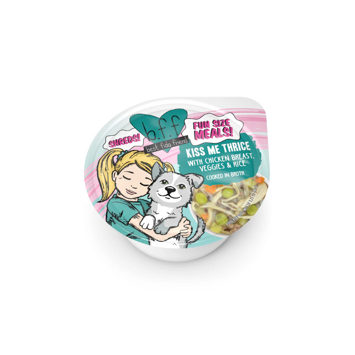 Weruva Wet Dog Food - BFF Best Fido Friend Kiss Me Thrice with Chicken Breast, Veggies & Rice Cup