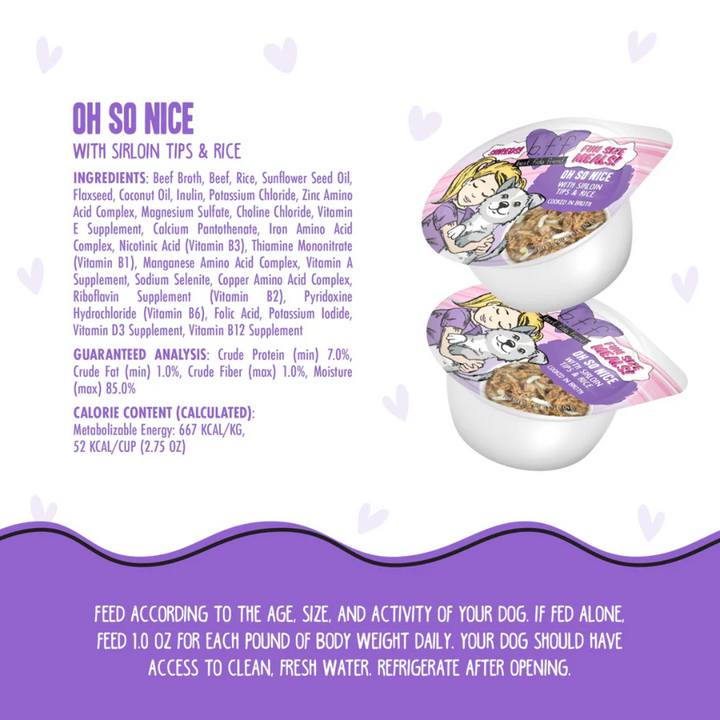 Weruva Wet Dog Food -BFF Best Fido Friend  Oh So Nice with Sirloin Tips & Rice Cup