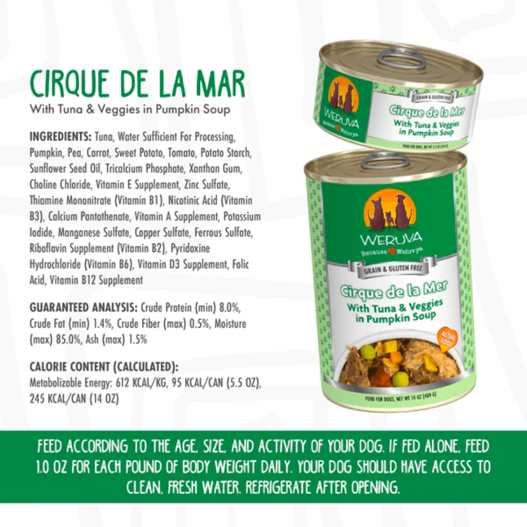 Weruva Wet Dog Food - Classics Cirque de la Mer with Tuna & Veggies in Pumpkin Soup Canned