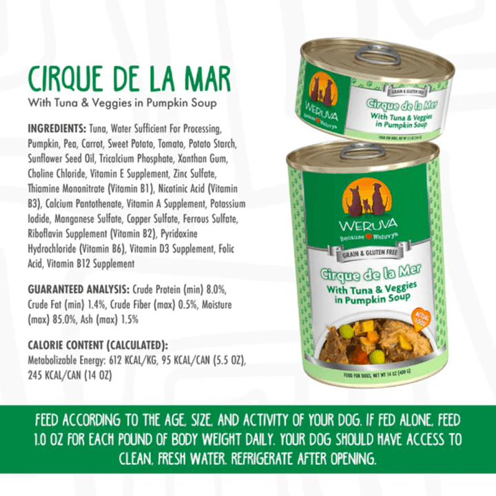 Weruva Wet Dog Food - Classics Cirque de la Mer with Tuna & Veggies in Pumpkin Soup Canned