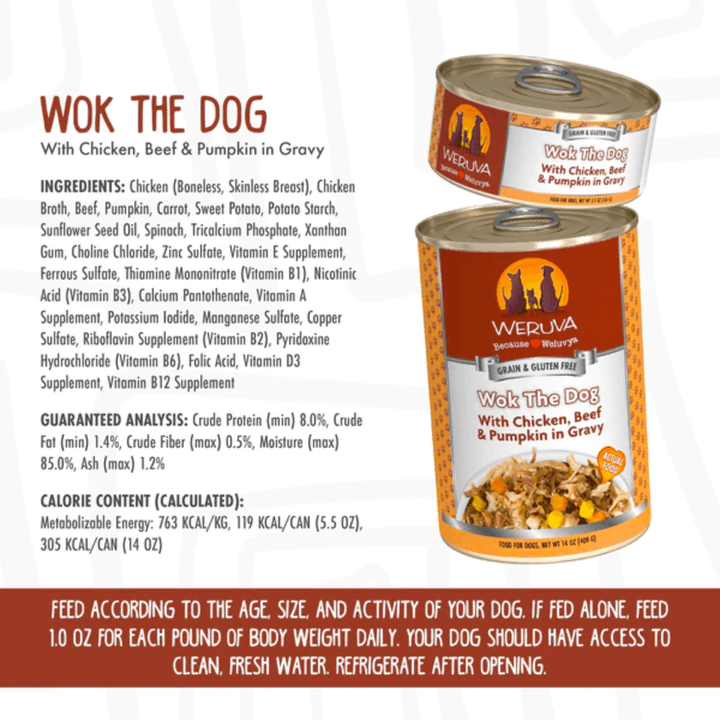 Weruva Wet Dog Food - Classics Wok The Dog with Chicken, Beef & Pumpkin in Gravy Canned