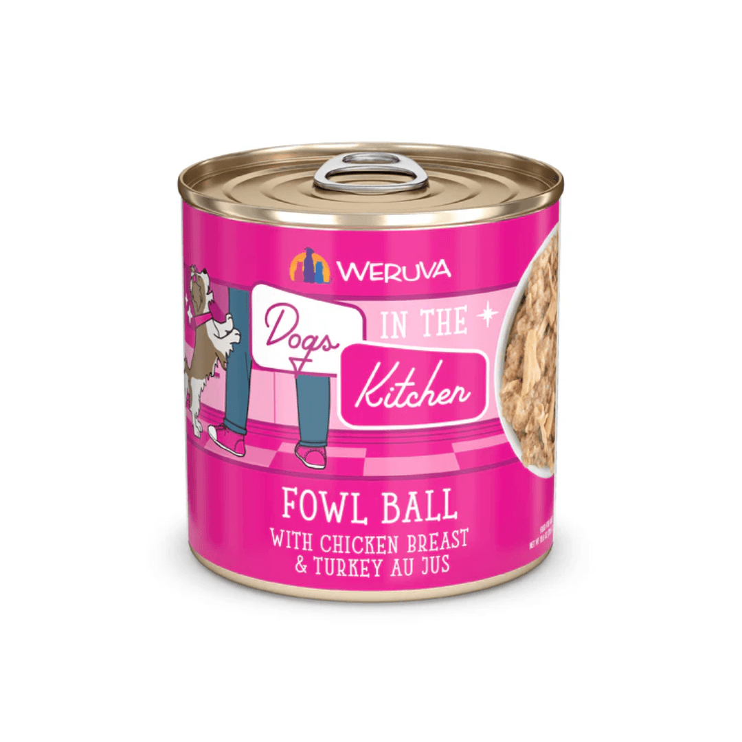 Weruva Wet Dog Food - Dogs in the Kitchen  Fowl Ball with Chicken Breast & Turkey Au Jus Canned