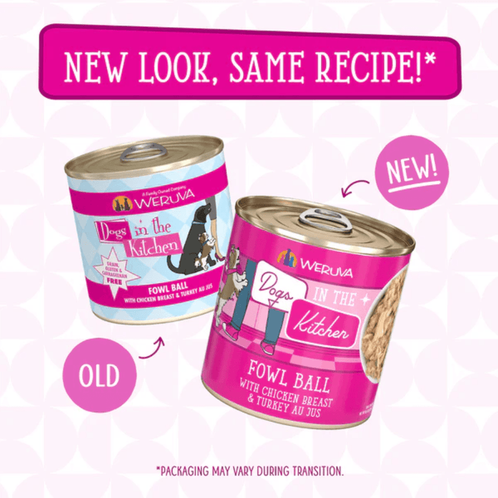Weruva Wet Dog Food - Dogs in the Kitchen  Fowl Ball with Chicken Breast & Turkey Au Jus Canned