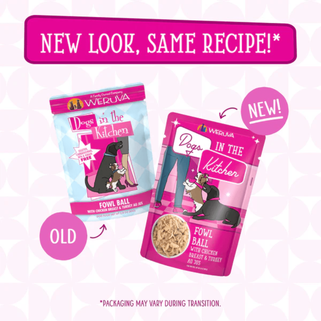 Weruva Wet Dog Food - Dogs in the Kitchen  Fowl Ball with Chicken Breast & Turkey Au Jus Pouch