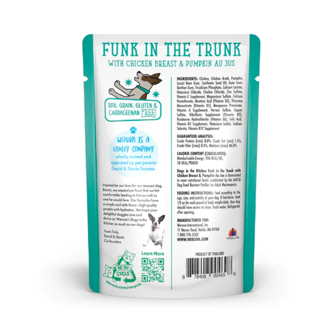 Weruva Wet Dog Food - Dogs in the Kitchen  Funk in the Trunk with Chicken Breast & Pumpkin Au Jus Pouch