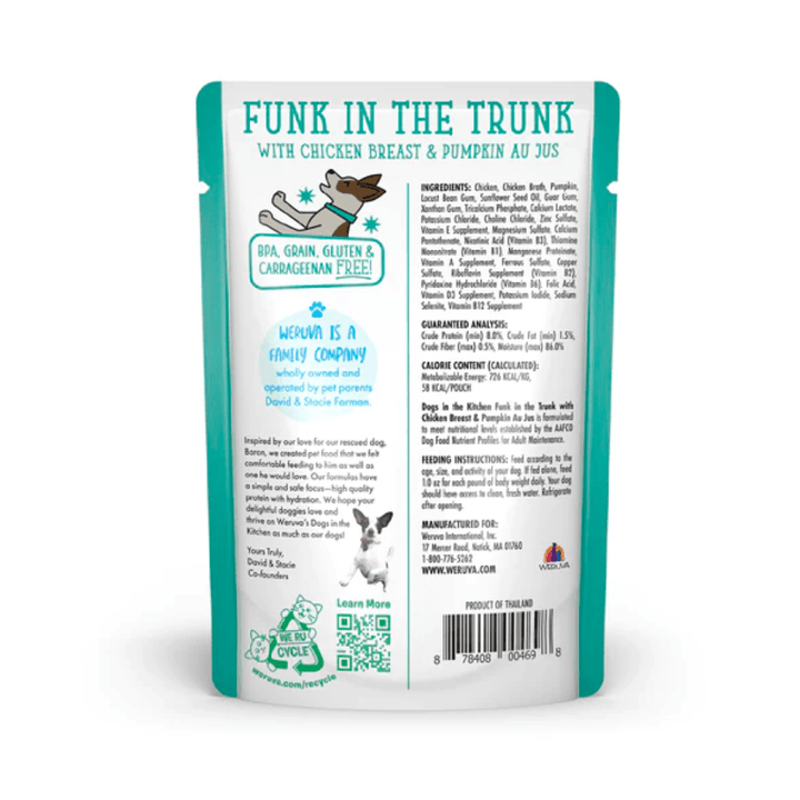 Weruva Wet Dog Food - Dogs in the Kitchen  Funk in the Trunk with Chicken Breast & Pumpkin Au Jus Pouch