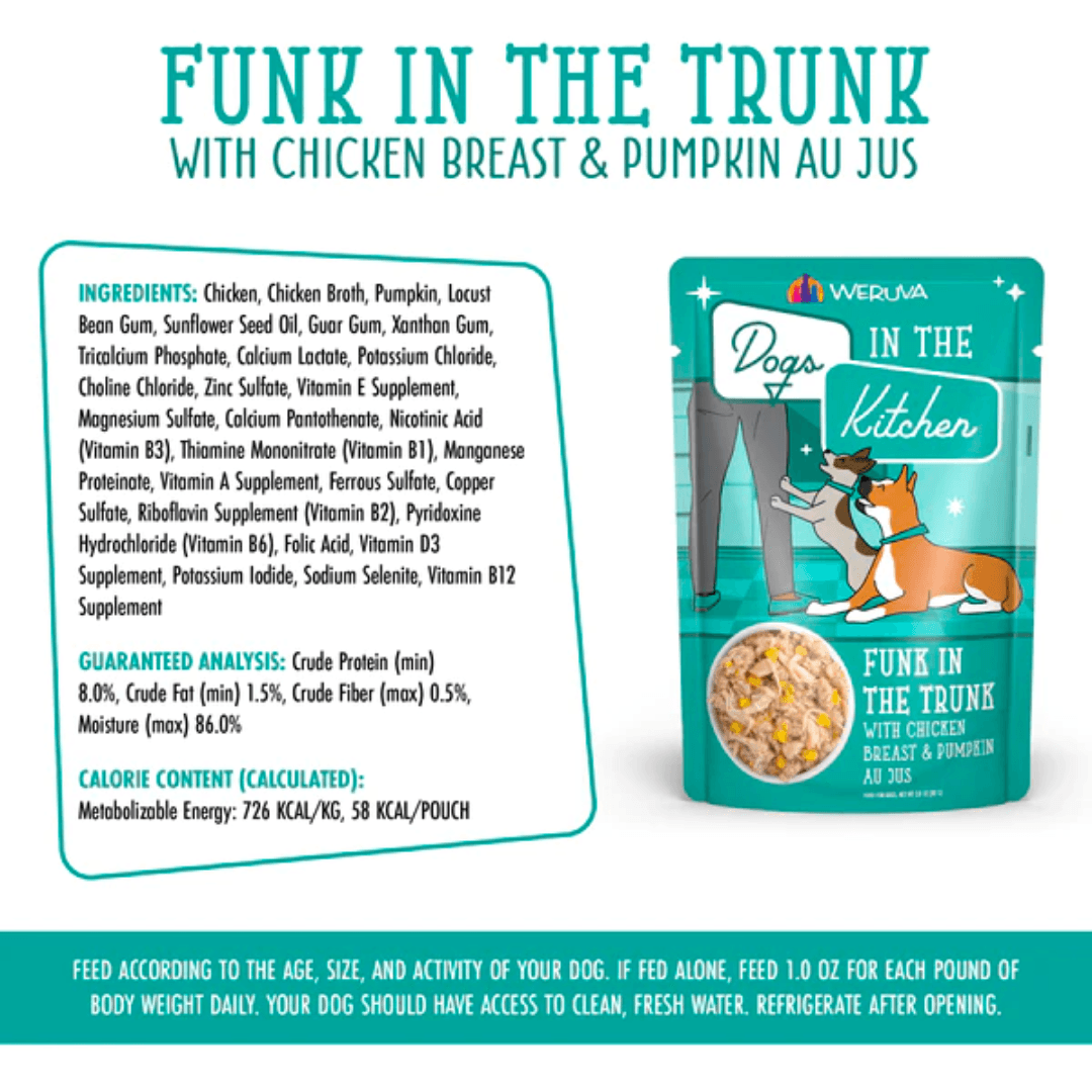 Weruva Wet Dog Food - Dogs in the Kitchen  Funk in the Trunk with Chicken Breast & Pumpkin Au Jus Pouch