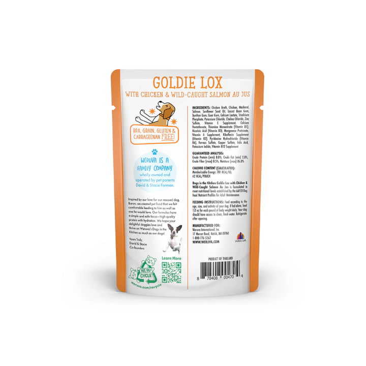 Weruva Wet Dog Food - Dogs in the Kitchen  Goldie Lox Chicken and Salmon Recipe Au Jus Pouch