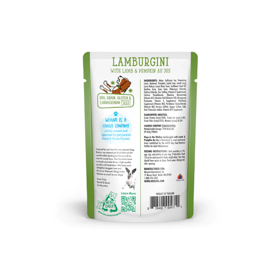 Weruva Wet Dog Food - Dogs in the Kitchen Lamburgini with Lamb & Pumpkin Au Jus Pouch