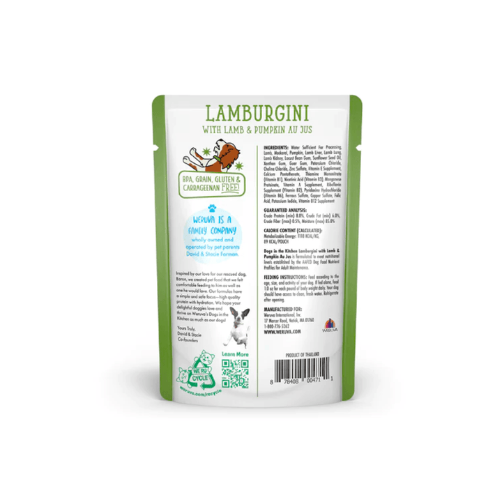 Weruva Wet Dog Food - Dogs in the Kitchen Lamburgini with Lamb & Pumpkin Au Jus Pouch