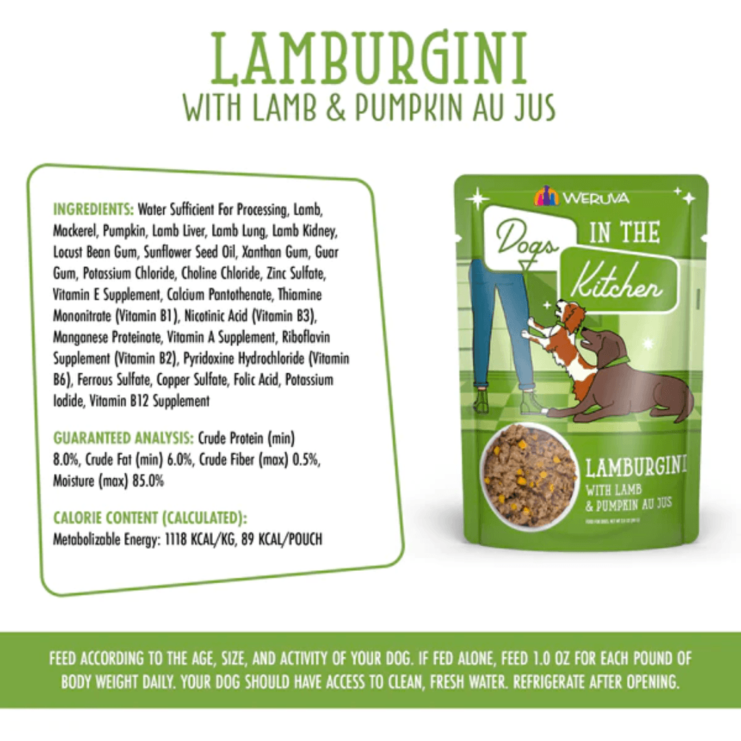 Weruva Wet Dog Food - Dogs in the Kitchen Lamburgini with Lamb & Pumpkin Au Jus Pouch