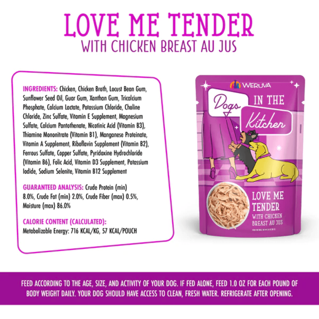 Weruva Wet Dog Food - Dogs in the Kitchen  Love Me Tender with Chicken Breast Au Jus Pouch