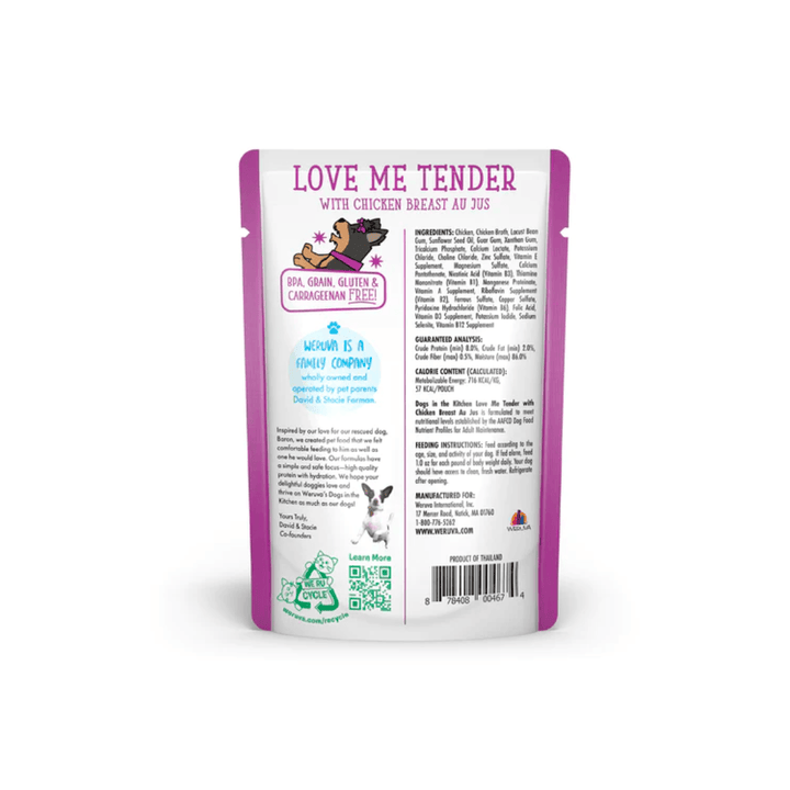 Weruva Wet Dog Food - Dogs in the Kitchen  Love Me Tender with Chicken Breast Au Jus Pouch