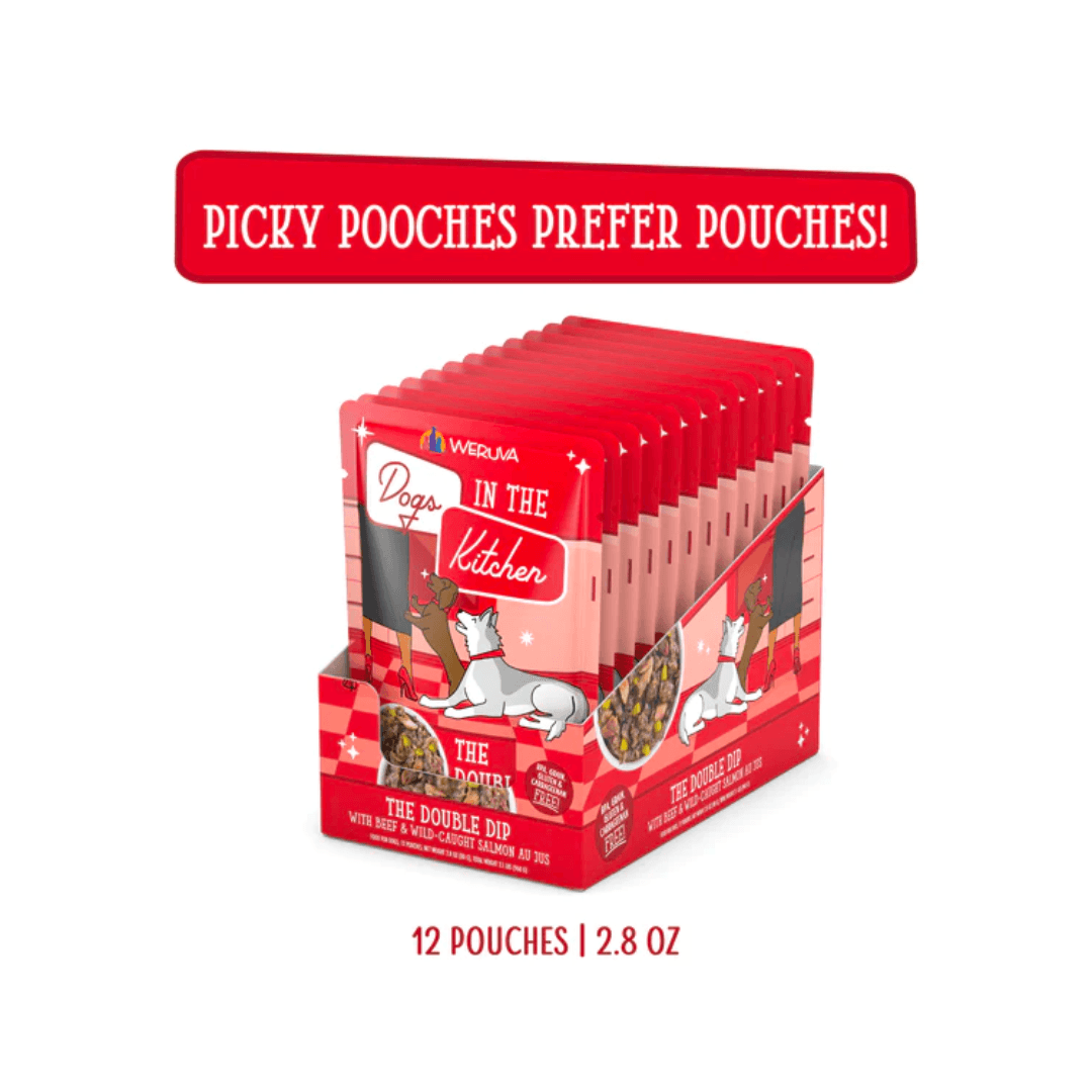 Weruva Wet Dog Food - Dogs in the Kitchen The Double Dip with Beef & Wild Caught Salmon Au Jus Pouch