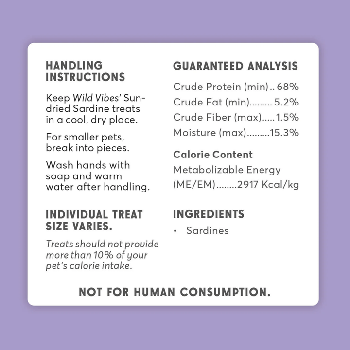 Wild Vibes Freeze-Dried Dog and Cat Treats - Sun-Dried Sardine
