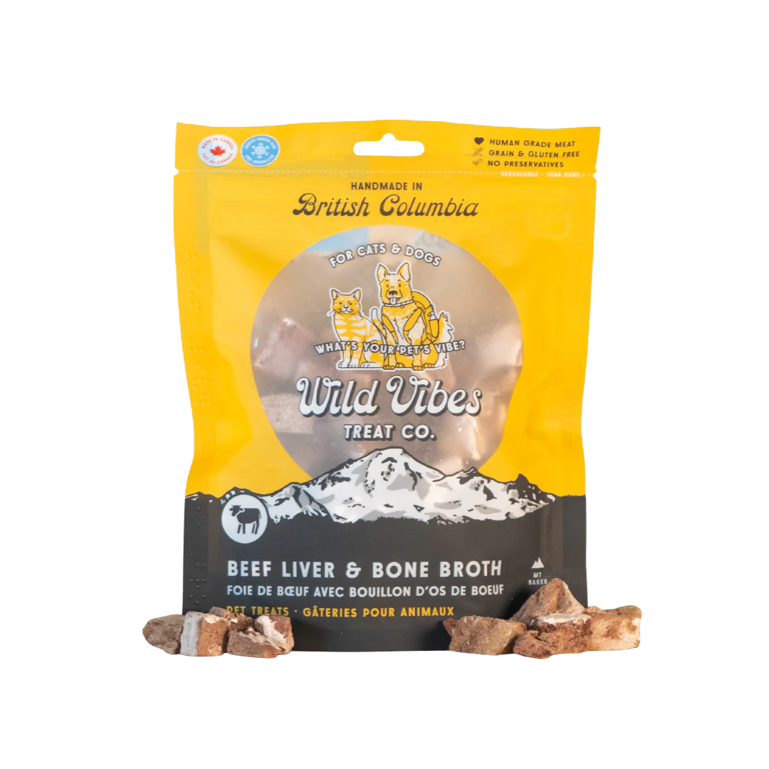 Wild Vibes Freeze-Dried Dog and Cat Treats - Beef Liver & Bone Broth
