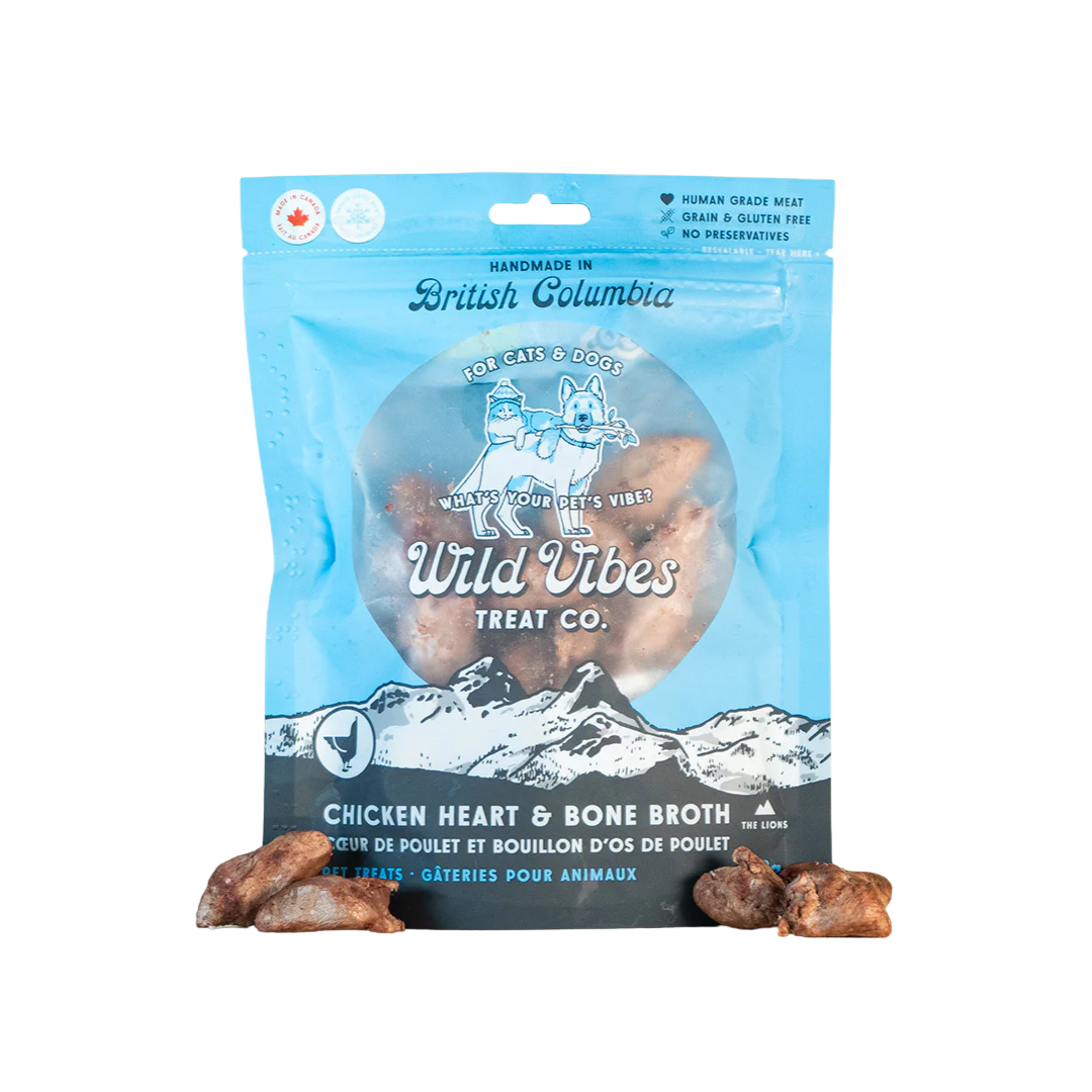 Wild Vibes Freeze-Dried Dog and Cat Treats - Chicken Heart & Bone Broth