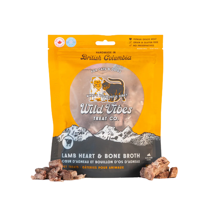 Wild Vibes Freeze-Dried Dog and Cat Treats - Lamb Heart & Bone Broth