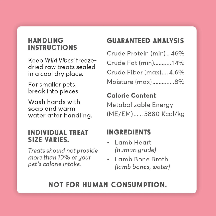 Wild Vibes Freeze-Dried Dog and Cat Treats - Lamb Heart & Bone Broth