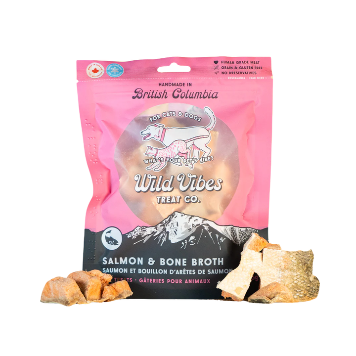 Wild Vibes Freeze-Dried Dog and Cat Treats - Salmon & Bone Broth
