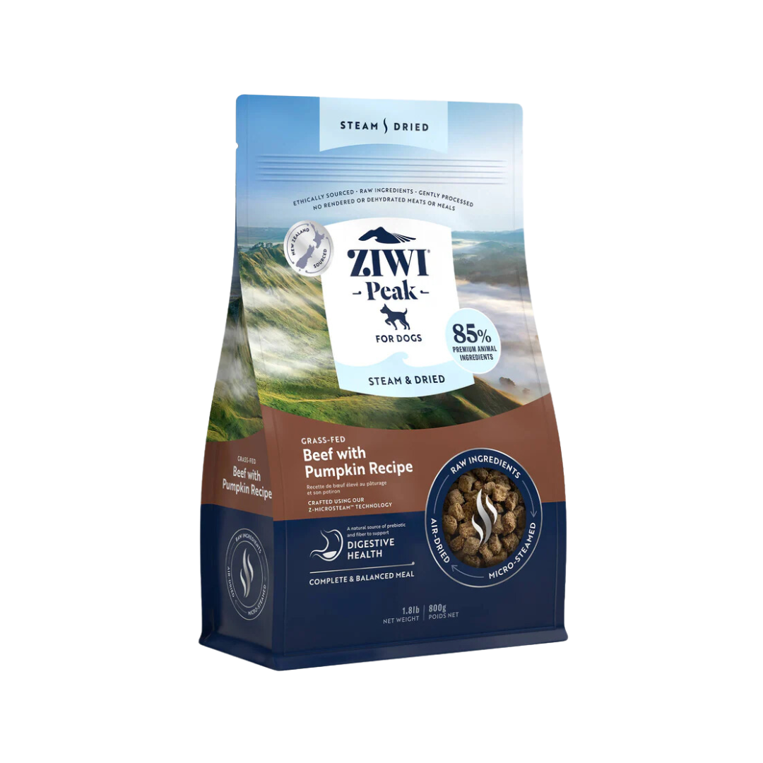 ZIWI Peak Steam-Dried Dog Food - Grass-Fed Beef and Pumpkin Recipe