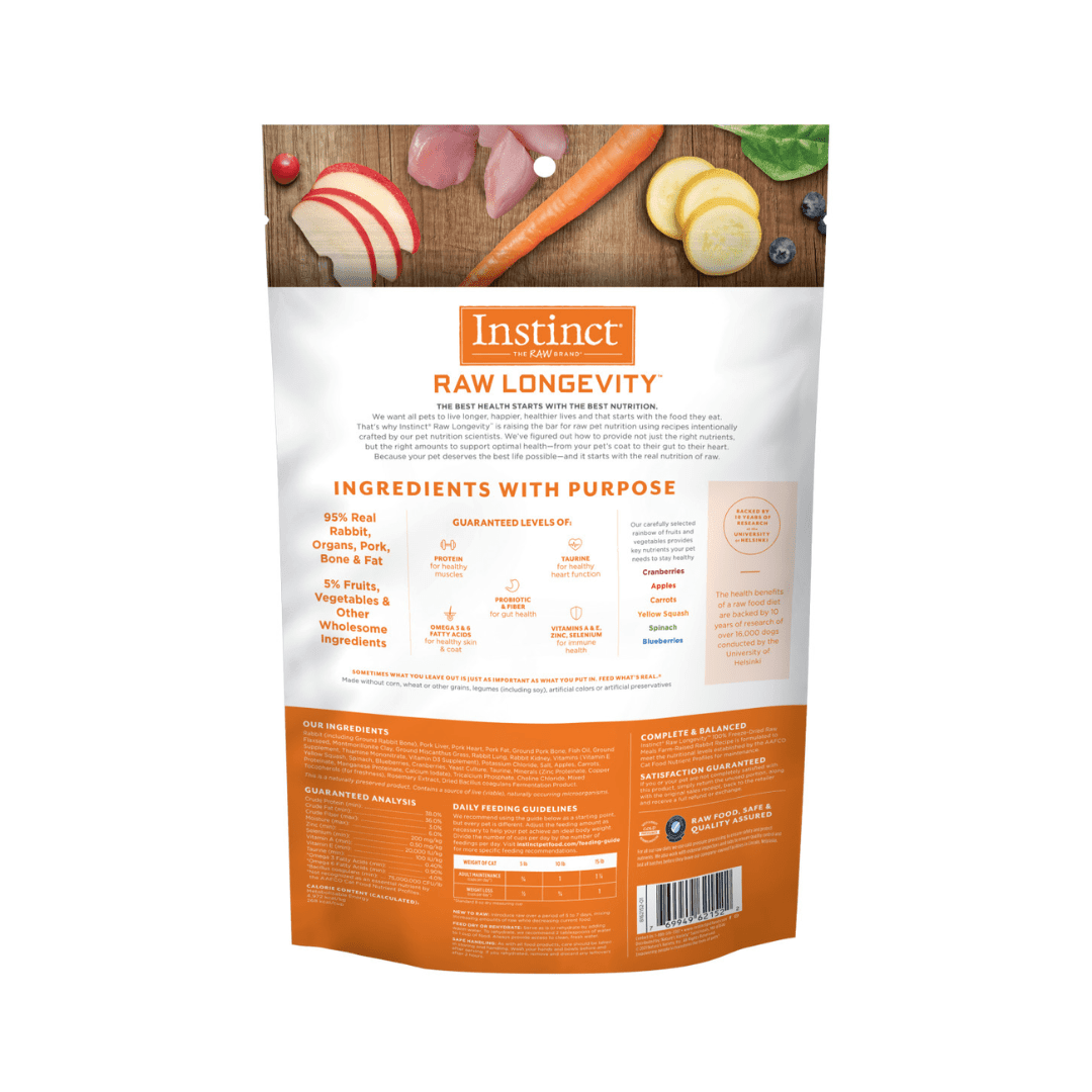 Instinct Freeze - Dried Cat Food - Raw Longevity 100% Freeze - Dried Raw Meals Farm - Raised Rabbit Recipe - Toronto Pets