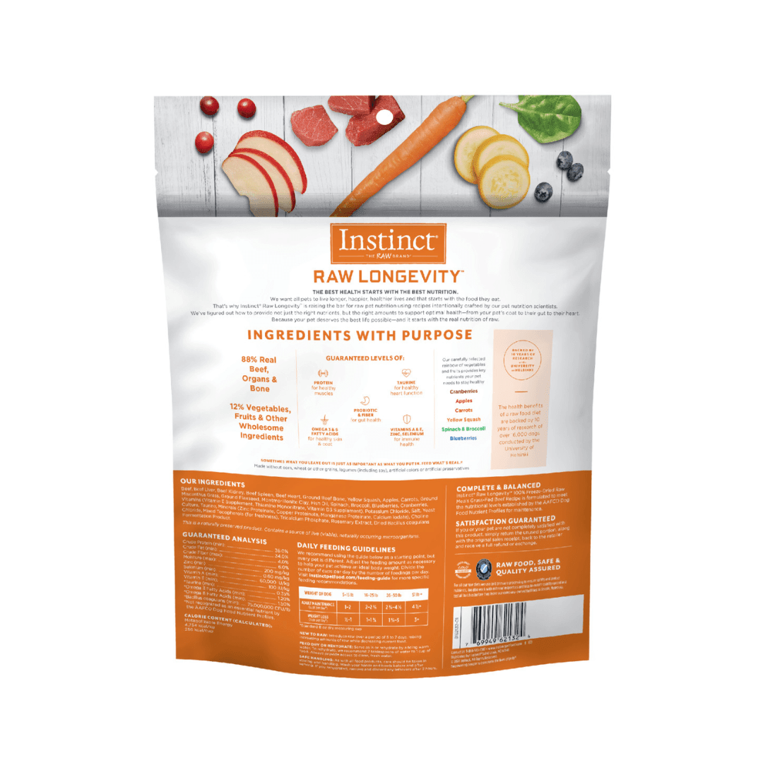 Instinct Freeze Dried Dog Food - Raw Longevity 100% Raw Meals Grass - Fed Beef Recipe - Toronto Pets