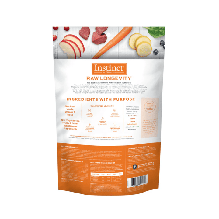 Instinct Freeze Dried Dog Food - Raw Longevity 100% Raw Meals Grass - Fed Lamb Recipe - Toronto Pets