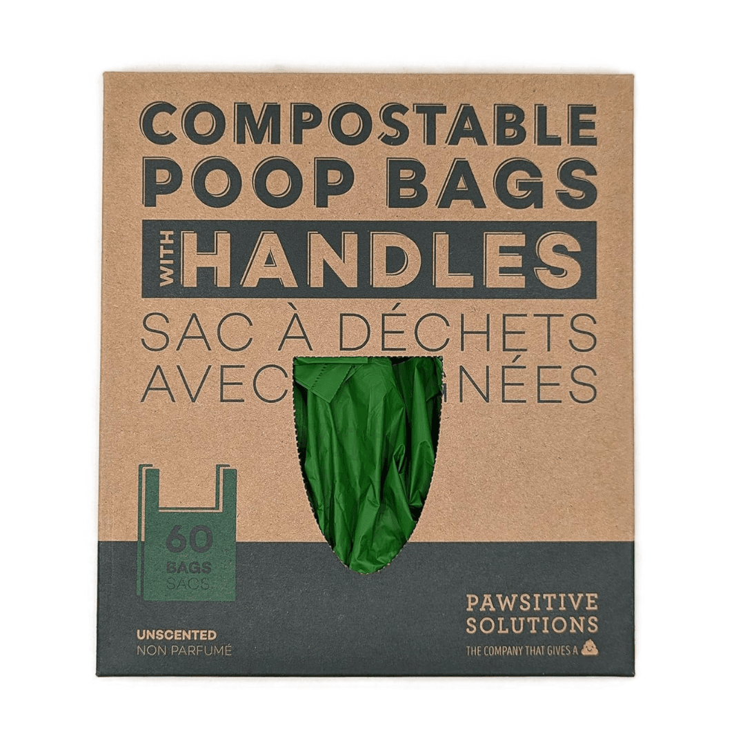 Pawsitive Solutions Pet Waste Bags - Unscented Compostable Poop Bags with Handles - Toronto Pets