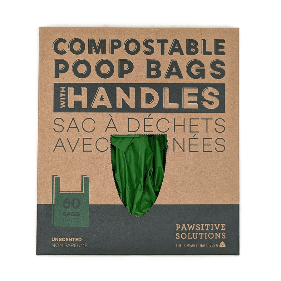 Pawsitive Solutions Pet Waste Bags - Unscented Compostable Poop Bags with Handles - Toronto Pets