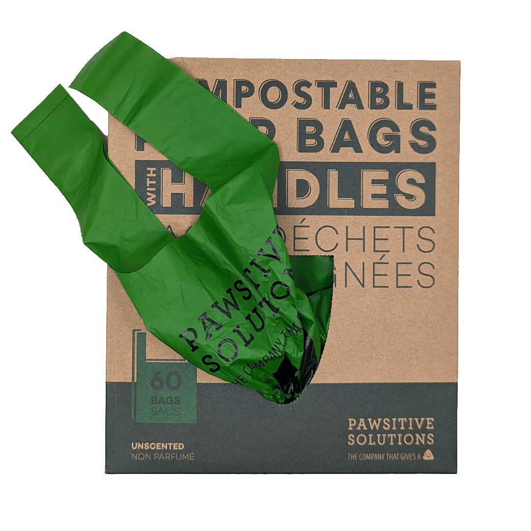 Pawsitive Solutions Pet Waste Bags - Unscented Compostable Poop Bags with Handles - Toronto Pets