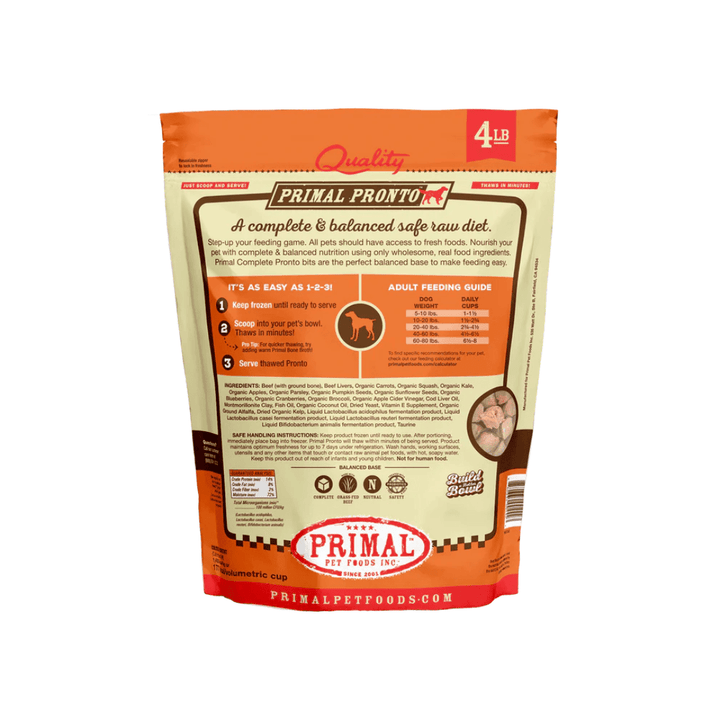 Primal Frozen Dog Food - Pronto Scoop & Serve Beef Formula - Toronto Pets
