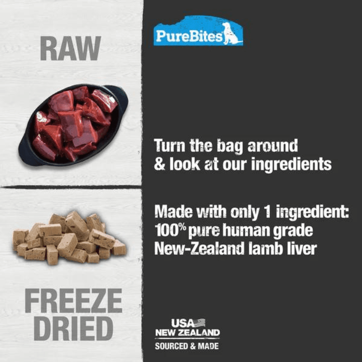 PureBites Freeze - Driend Raw Dog Treats - Lamb Liver - Toronto Pets