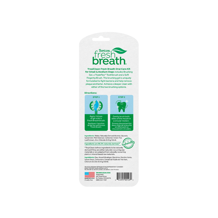 Tropiclean Dog Dental Care - Fresh Breath Oral Care Kit For Small & Medium Dogs - Toronto Pets
