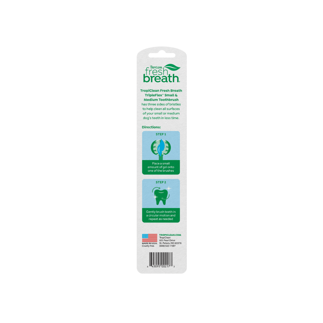 Tropiclean Dog Dental Care - Fresh Breath Tripleflex Toothbrush For Small & Medium Dogs - Toronto Pets