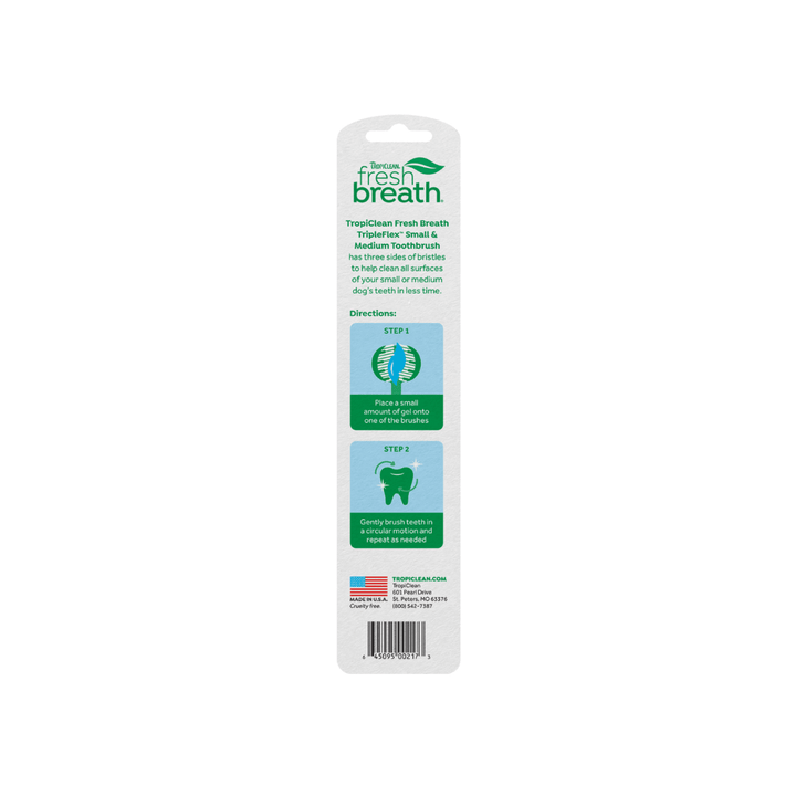 Tropiclean Dog Dental Care - Fresh Breath Tripleflex Toothbrush For Small & Medium Dogs - Toronto Pets