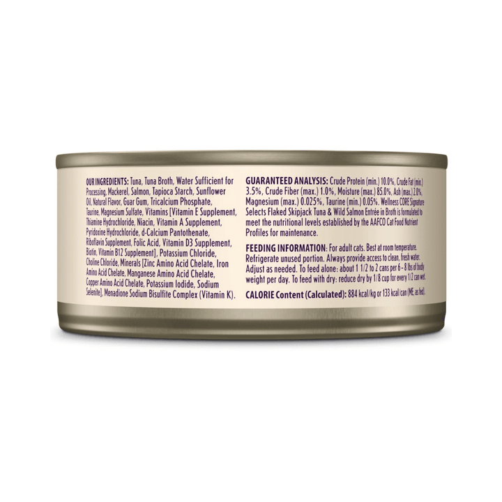 Wellness Wet Cat Food - Signature Selects Flaked Skipjack Tune & Wild Salmon Entree in Broth Canned - Toronto Pets