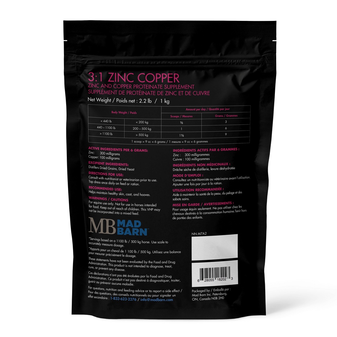 Equine Supplements - Mad Barn 3 to 1 zinc to copper