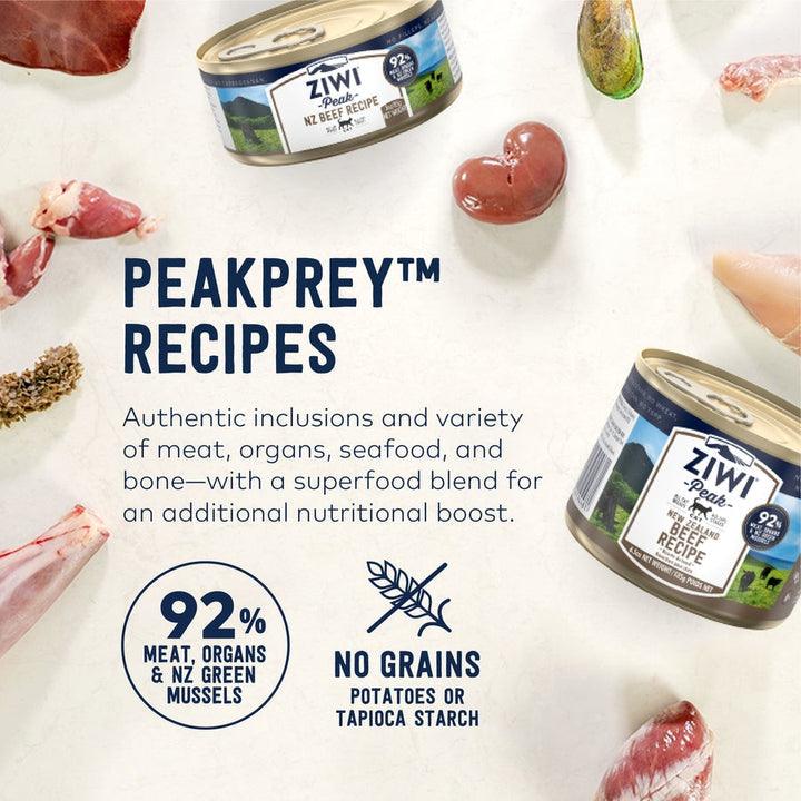 ZIWI Peak Wet Cat Food - New Zealand Beef Recipe Canned 