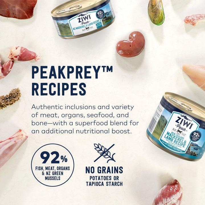 ZIWI Peak Wet Cat Food - New Zealand Mackerel & Lamb Recipe Canned 