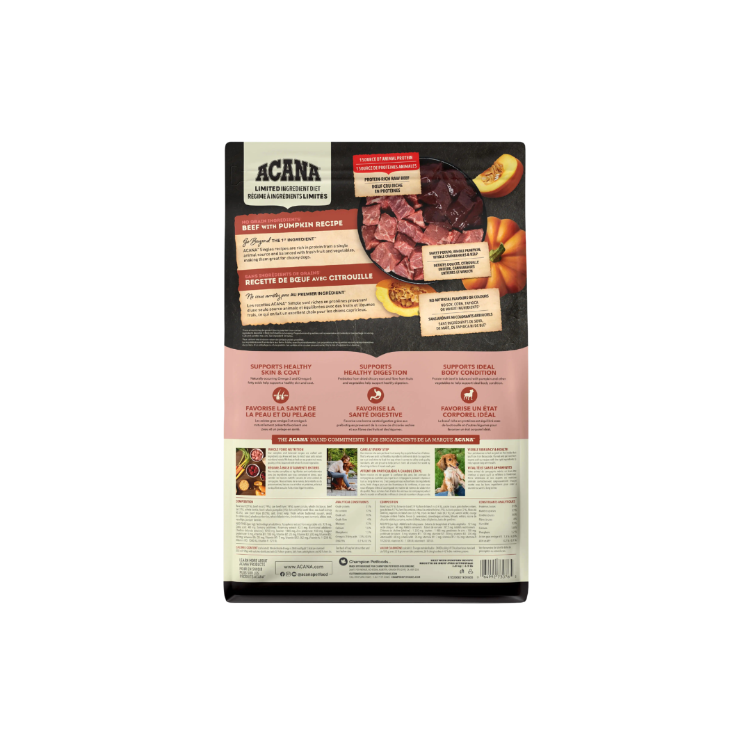 Acana Dry Dog Food - Singles Beef With Pumpkin Recipe