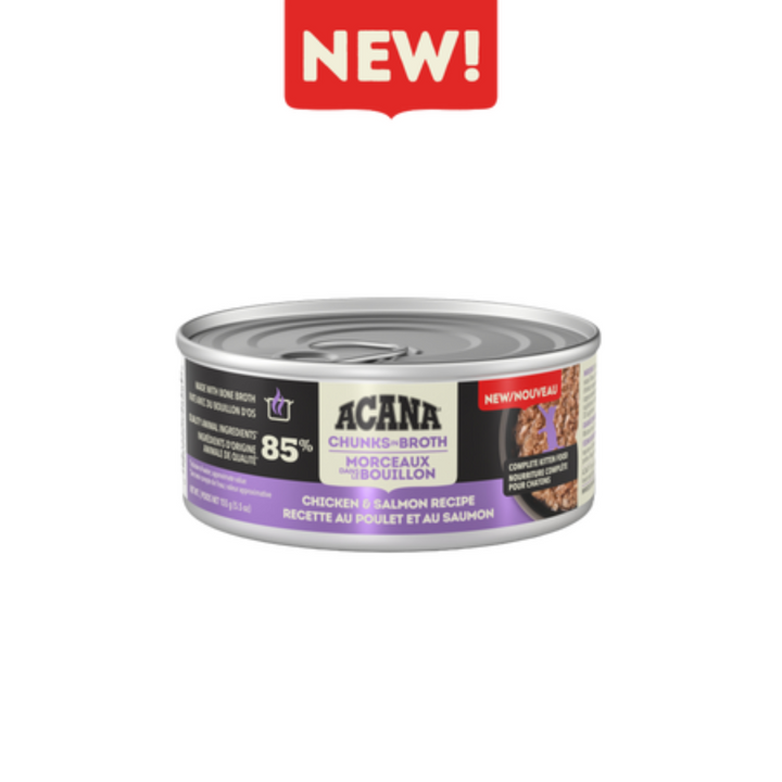 Acana Wet Cat Food -  Chunks in Broth Chicken & Salmon Recipe for Kittens Canned