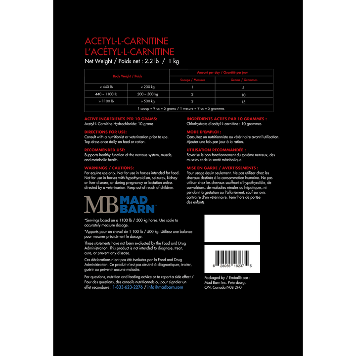 Equine Supplements - Mad Barn Acetyl-L-Carnitine (ALCAR)