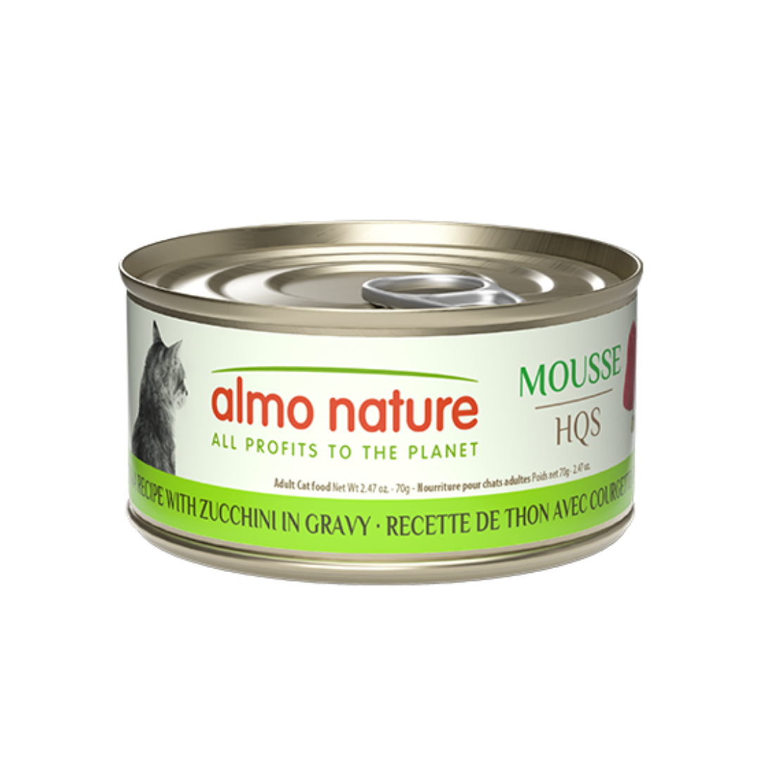Almo Nature Wet Cat Food - HQS Mousse Tuna with Zucchini Recipe in Gravy Canned
