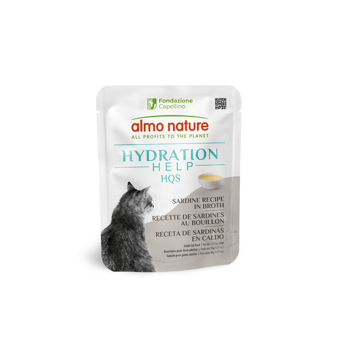 Almo Nature Wet Cat Food - Hydration Help HQS Sardine Recipe in Broth Pouch