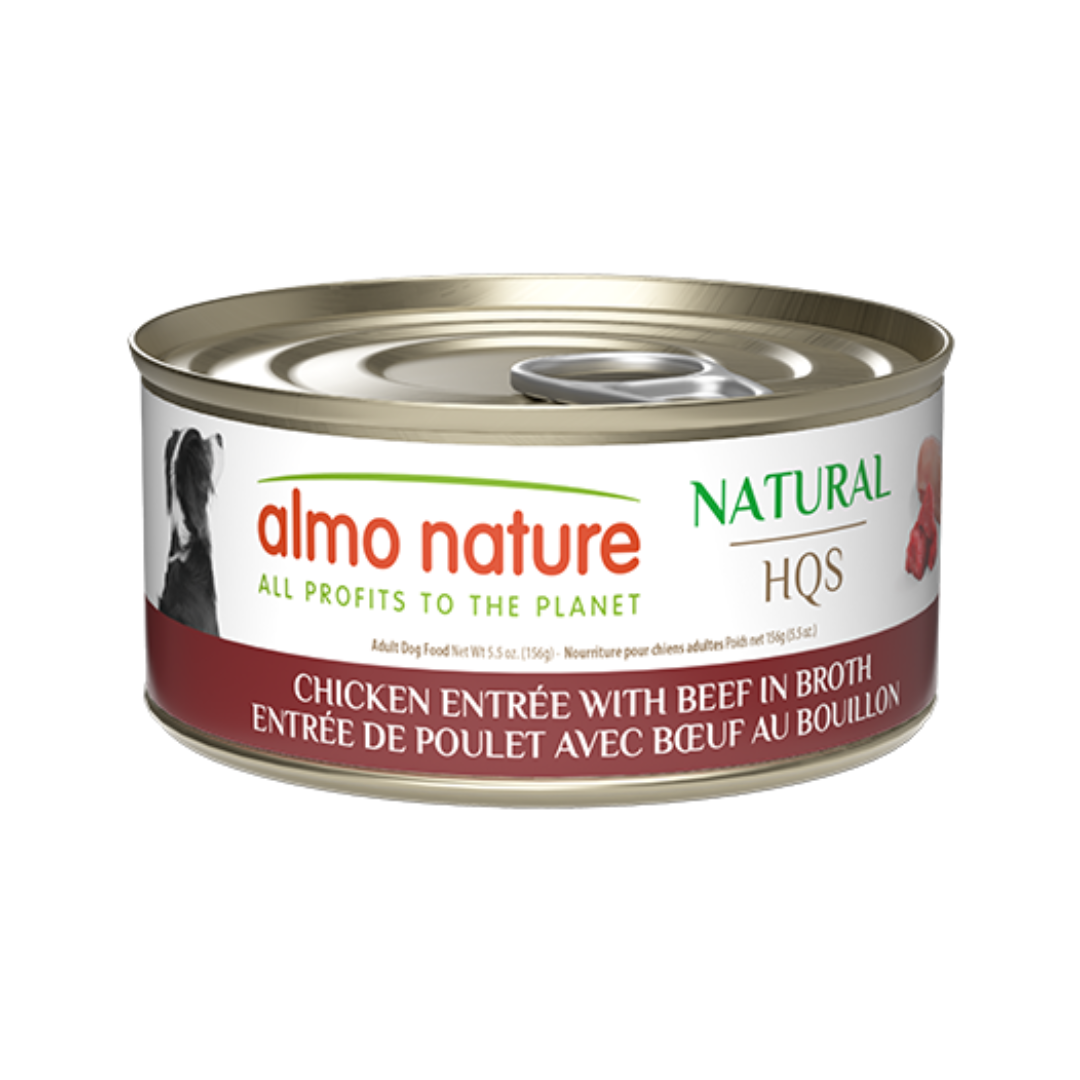 Almo Nature Wet Dog Food - Natural HQS Chicken Entree with Beef in Broth Canned