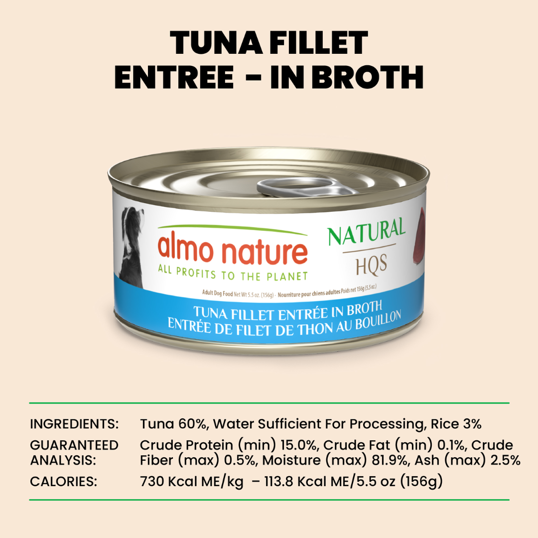 Almo Nature Wet Dog Food - Natural HQS Tuna Fillet In Broth Canned